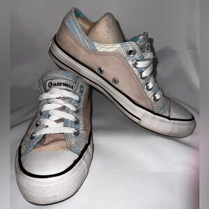 AIRWALK SNEAKERS CANVAS LOW TOP PLAID SHOES GRAY BLUE 7